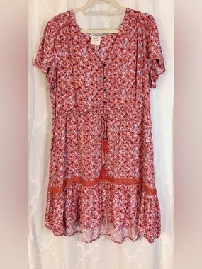 Knox Rose Size XL Tassel Tie Peasant Style | Boho Floral Mini Dress 🌸